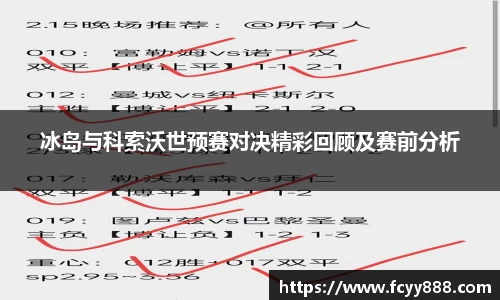 冰岛与科索沃世预赛对决精彩回顾及赛前分析